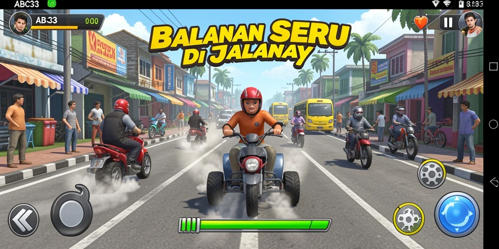 Screenshot gameplay ABC33 dengan aksi balapan yang seru.