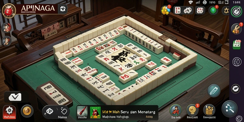 Tampilan gameplay Mahjong yang seru di APINAGA.