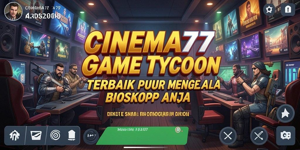 Screenshot gameplay CINEMA77 dengan suasana bioskop yang dinamis.