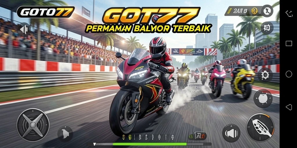 Tampilan gameplay GOTO77 yang mendebarkan di lintasan balap.