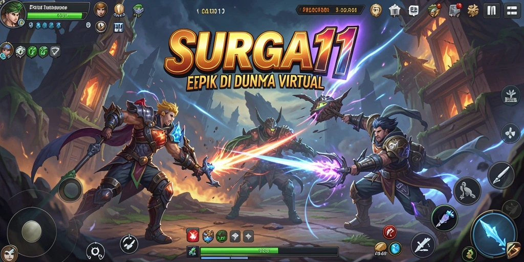 Menampilkan karakter bertarung dalam arena yang dinamis dan spektakuler.