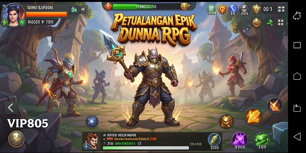Screenshot gameplay VIP805 menampilkan petualangan RPG yang seru dan grafis menakjubkan.